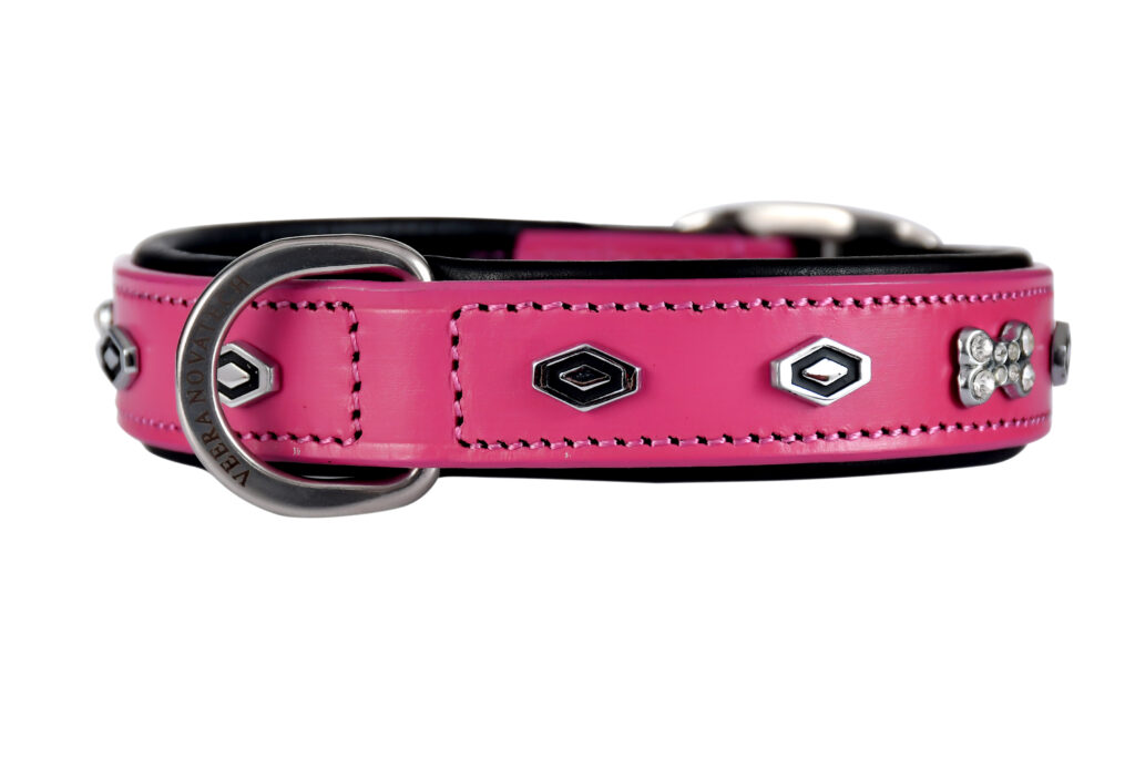 Fancy Collar – Pink (Diamond Stone) - Made from pink cow softy leather on both the top and bottom, this fancy dog collar combines quality materials with...