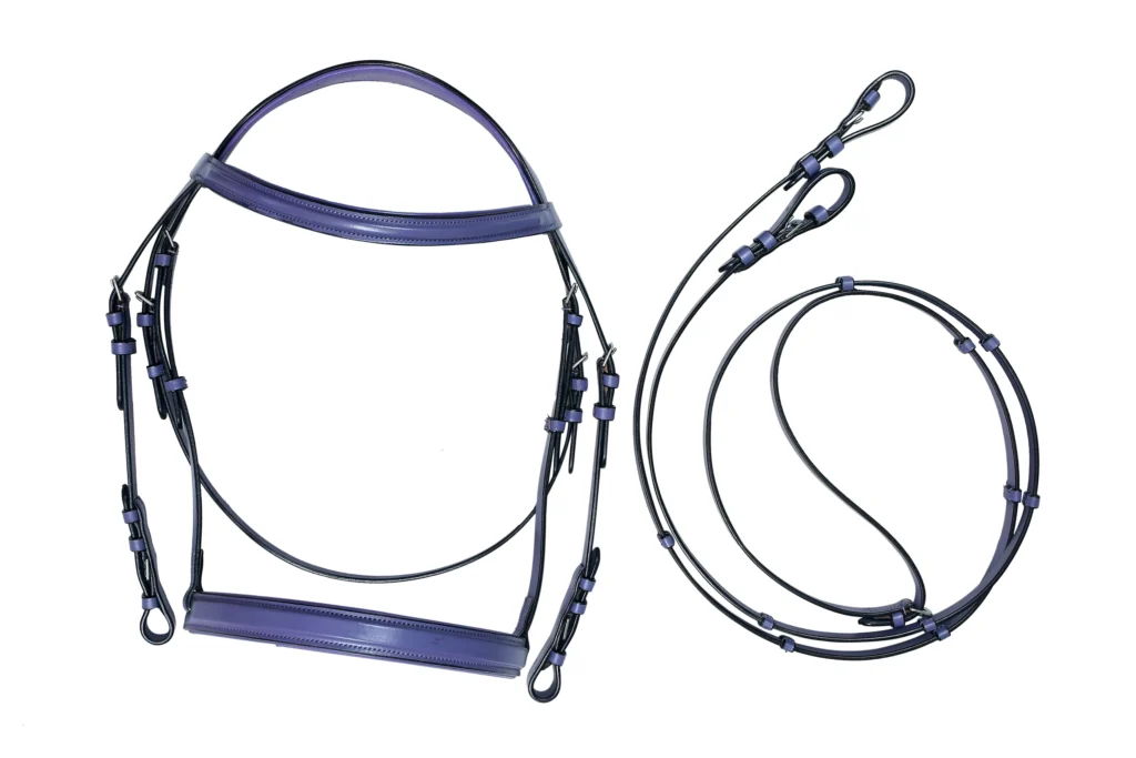 Dressage Horse Bridle with Reins - Premium leather horse bridle designed for comfort, control, and durability, suitable for training, riding, and competition use.