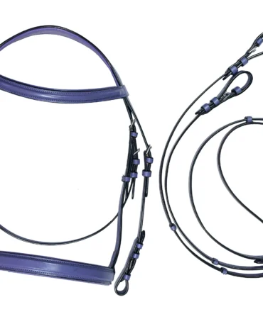 Dressage Horse Bridle with Reins - Premium leather horse bridle designed for comfort, control, and durability, suitable for training, riding, and competition use.