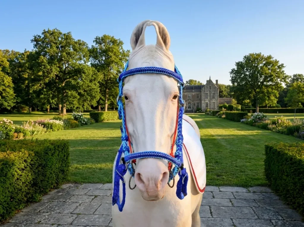 Diamond Cut Rope Bridle Gallery Image 2 - Braided diamond-cut gem poly rope horse bridle in blue color with iron fittings. Designed in full size, it features adjustable...