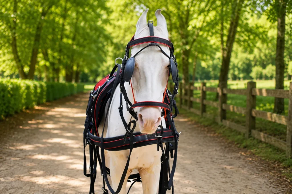 Nylon Tape Harness Gallery Image 6 - Red nylon horse driving harness set made with black PP nylon tape and stainless steel fitting material. Designed in full...