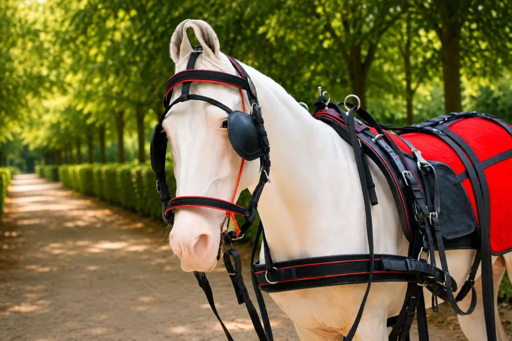Nylon Tape Harness Gallery Image 5 - Red nylon horse driving harness set made with black PP nylon tape and stainless steel fitting material. Designed in full...