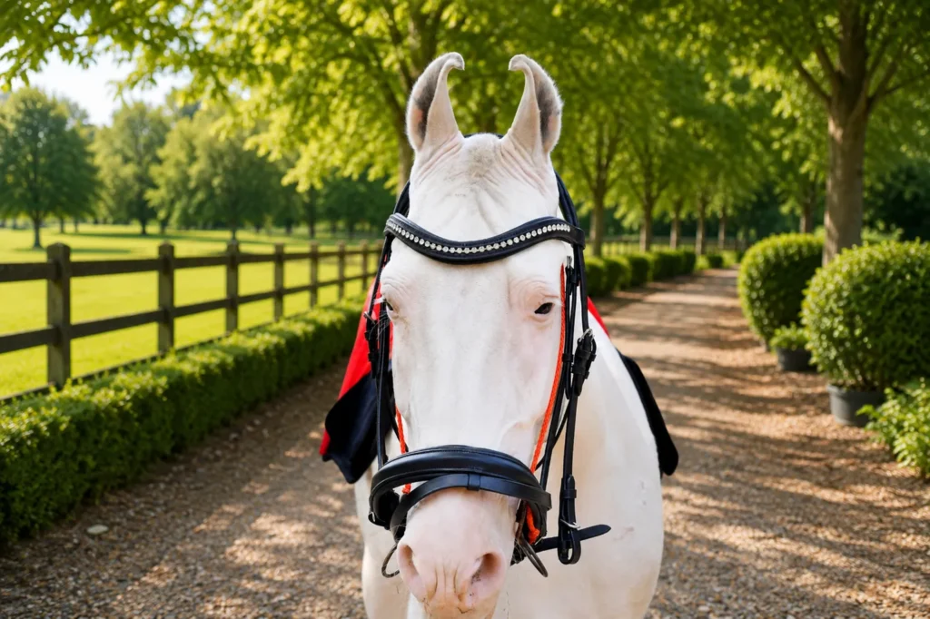 Hunter Elegent Black Gallery Image 2 - Elegant black leather bridle featuring diamond-cut gem detailing, bit, jumping noseband, and soft cow leather padding. Crafted from black DD...