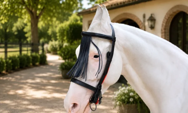 Jumper Black Bridle Gallery Image 2 - Premium black leather horse bridle featuring a bit, jumping noseband, and soft cow leather padding. Crafted from black DD leather...