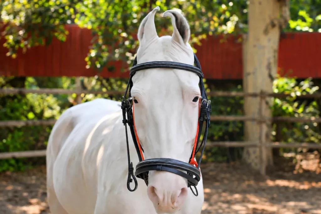Dressage New Black Bridle - Premium black leather horse bridle designed with a bit, jumping noseband, and soft cow leather padding. Made from black DD...
