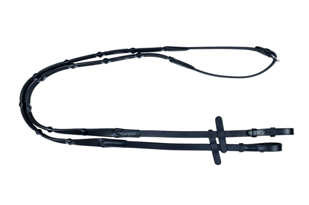 Leather Magna Reins - Features durable stainless steel studs for easy adjustment and a secure fit, ideal for riders seeking reliability and performance.