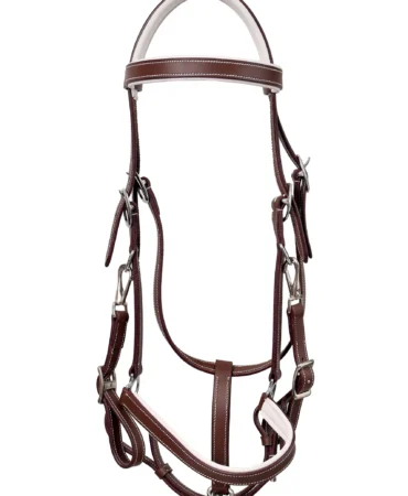 Hunter Bridle With Halter - Brown leather bridle and halter set crafted with brown DD leather and stainless steel fitting material. Designed in full size,...