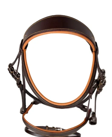 Dressage Brown Bridle - Light brown leather horse bridle with tan soft cow leather padding and stainless steel fitting material. Designed in full size,...