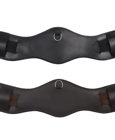 Jumping Girth (VT-GIRTH-111) - Premium cow leather dressage girth designed with stainless steel buckles and elastic inserts. The full-size adjustable design provides flexible fitting,...