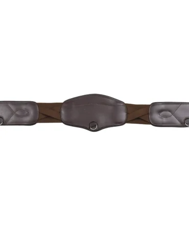 Jumping Girth (VT-GIRTH-112) - Premium cow leather jumping girth featuring stainless steel buckles and strong black elastic. Designed to support comfortable movement, stable saddle...