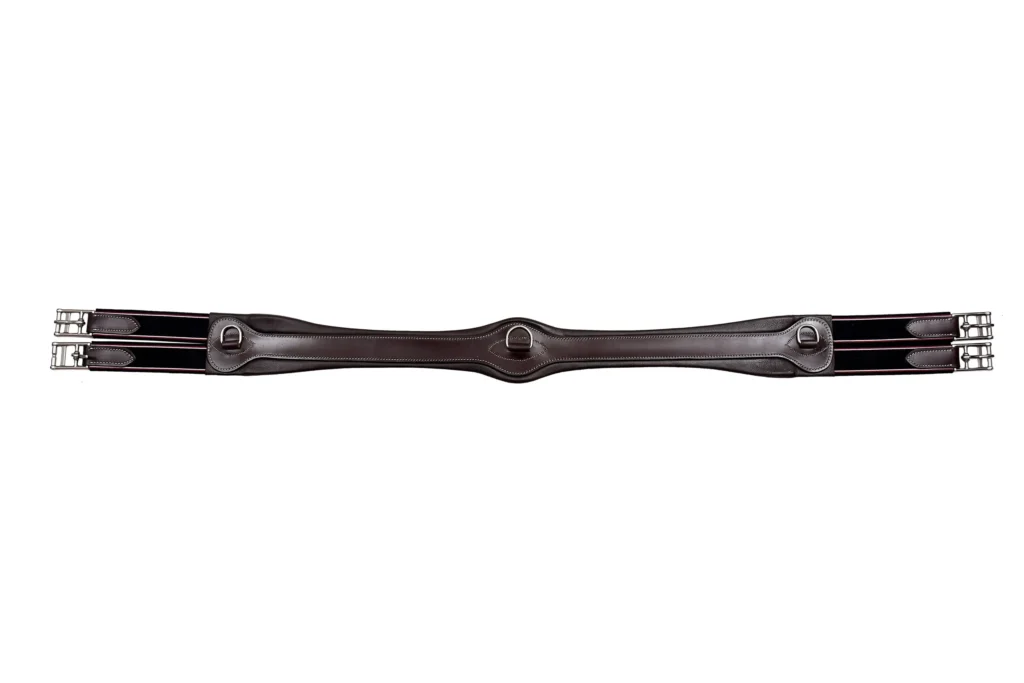 Dressage Girth (VT-GIRTH-113) - Premium cow leather jumping girth designed with stainless steel buckles and elastic inserts for a secure fit. Built to provide...