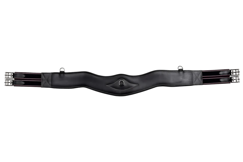 Jumping Girth (VT-GIRTH-114) - Premium jumping girth crafted from durable cow leather with stainless steel hardware and black elastic support. Designed to provide comfort,...