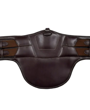 Jumping Girth (VT-GIRTH-117) - Premium cow leather dressage girth with stainless steel buckles and elastic inserts for flexible support. Designed for training and competition,...
