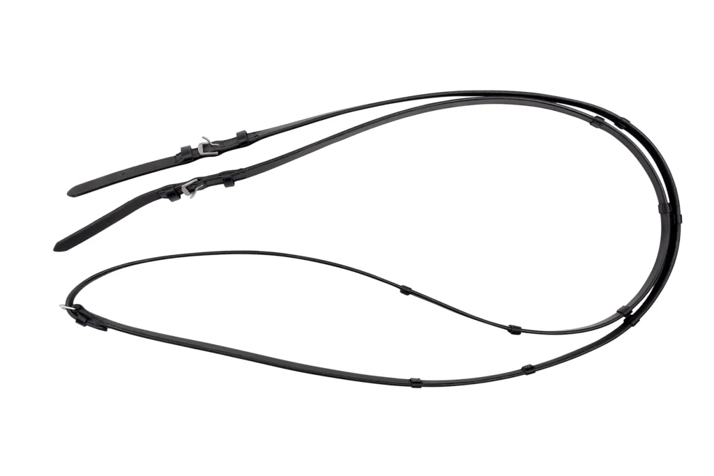 Leather Reins - Premium DD leather reins designed with hand grips for improved handling and rider control. Made from black DD leather with...