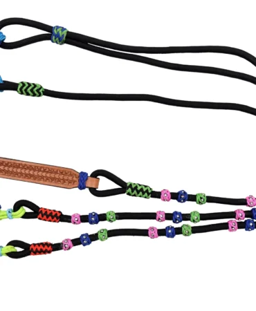 Roman Reins 2 - Diamond-cut gem nylon rope reins designed with leather quirt accents for a refined appearance. Built with a durable rope structure,...